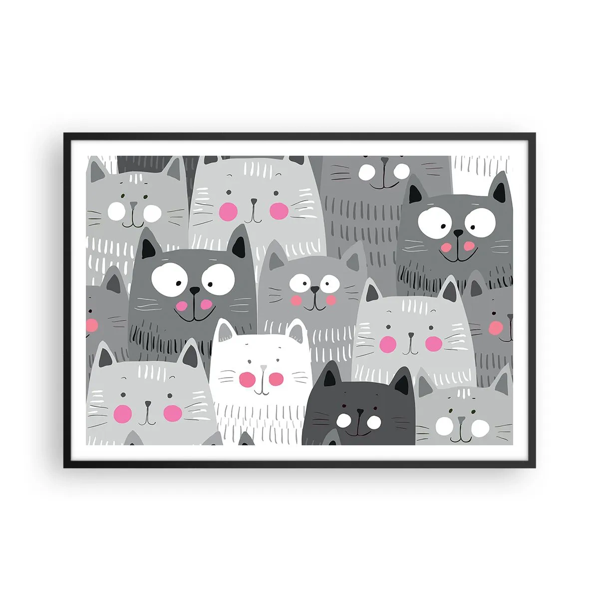 Poster in black frame - Cat's World - 100x70 cm