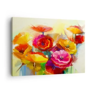 Canvas picture - Colorful abstract flowers on a light background - 70x50cm - Not Only Red - Modern wall decoration for the living room and bedroom ARTTOR