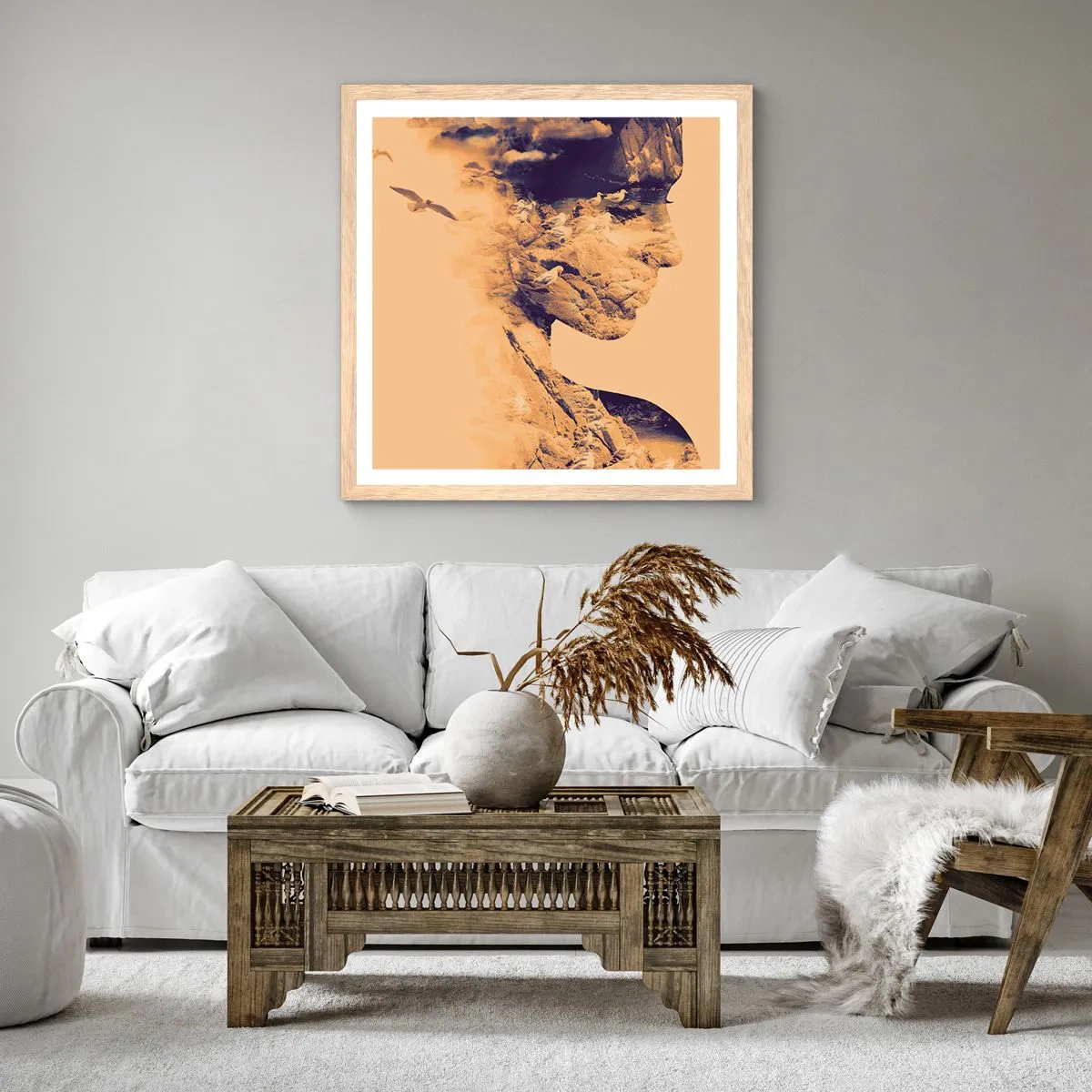 Poster in light oak frame - Naturally Beautiful - 60x60 cm