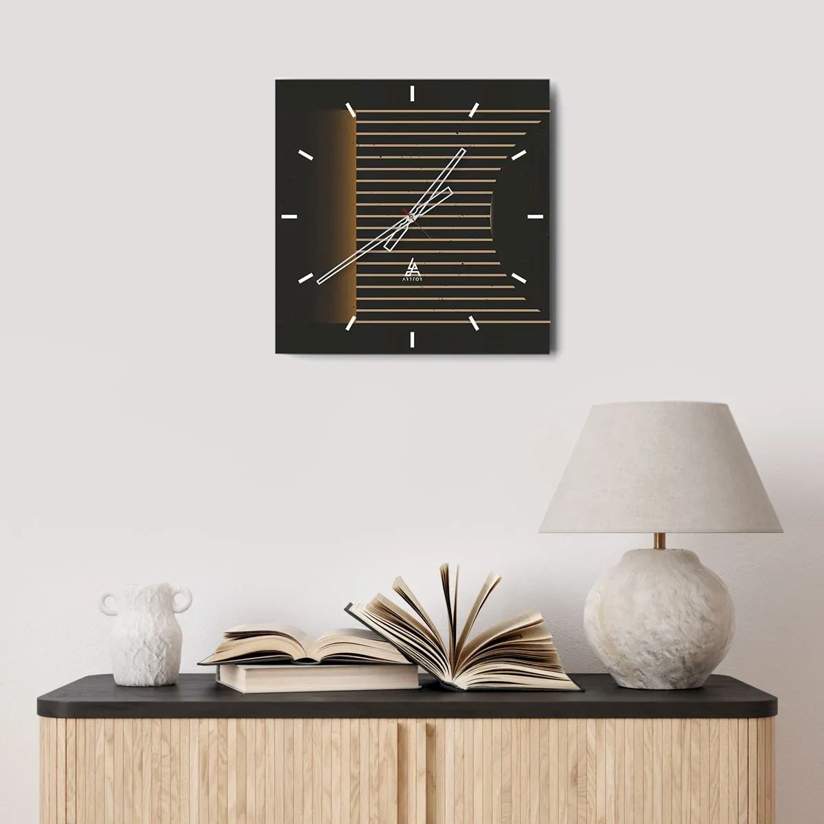 Wall clock - Clock on glass - Investigating Darkness - 40x40 cm