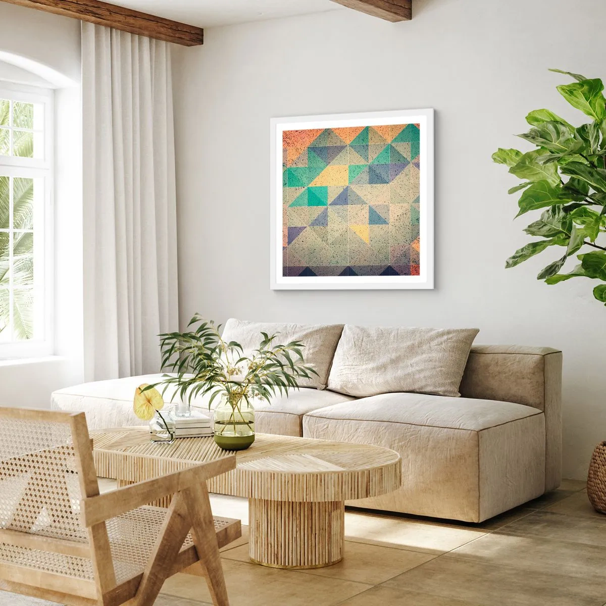 Poster in white frmae - The Republic of Triangles - 50x50 cm