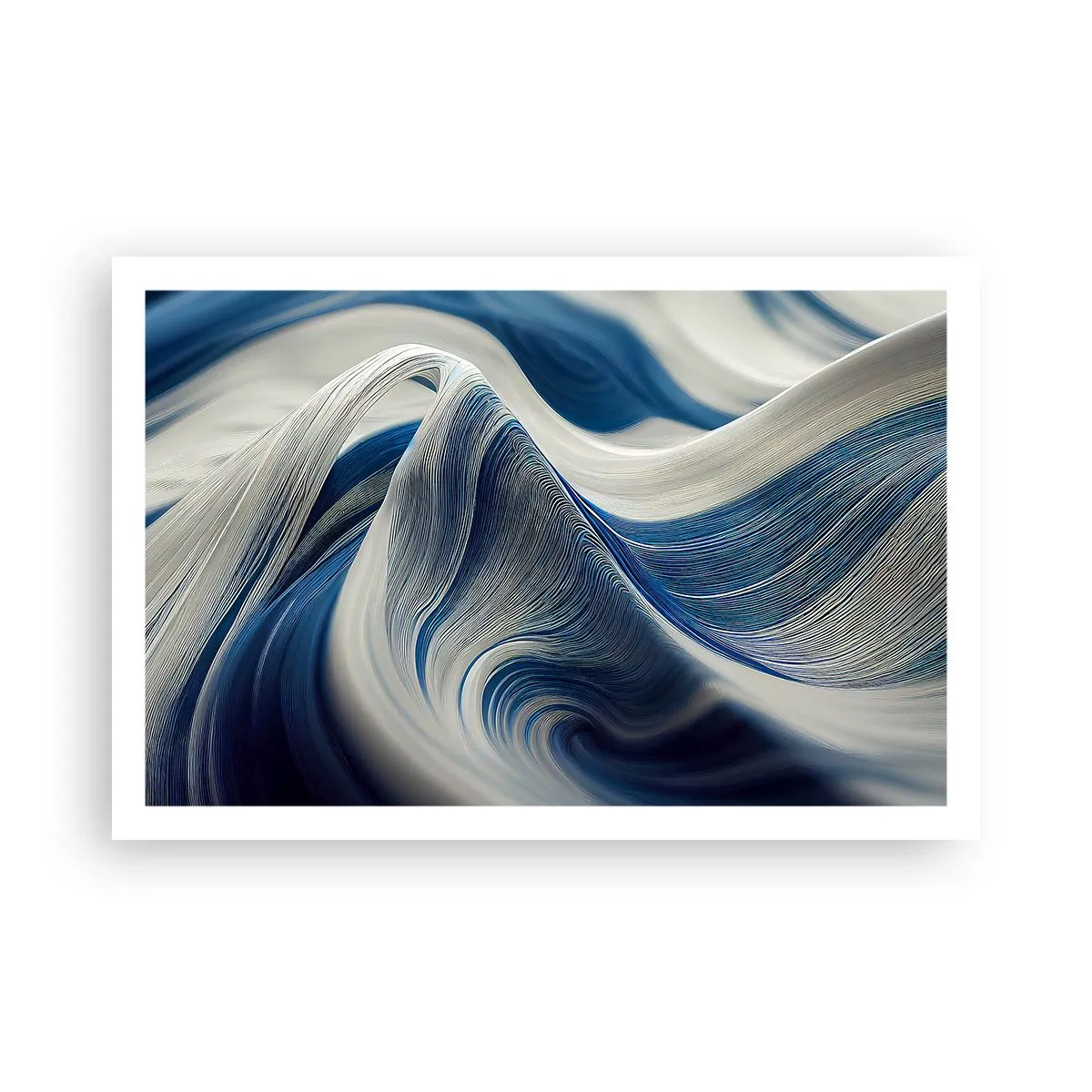 Poster - Fluidity of Blue and White - 91x61 cm
