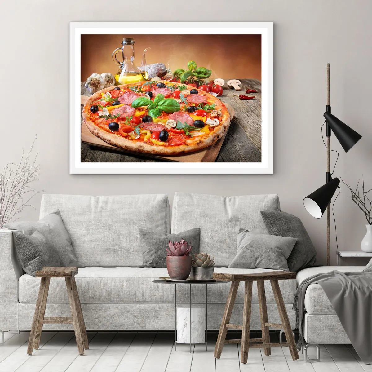 Poster in white frmae - With a Real Italian Flavouring - 100x70 cm