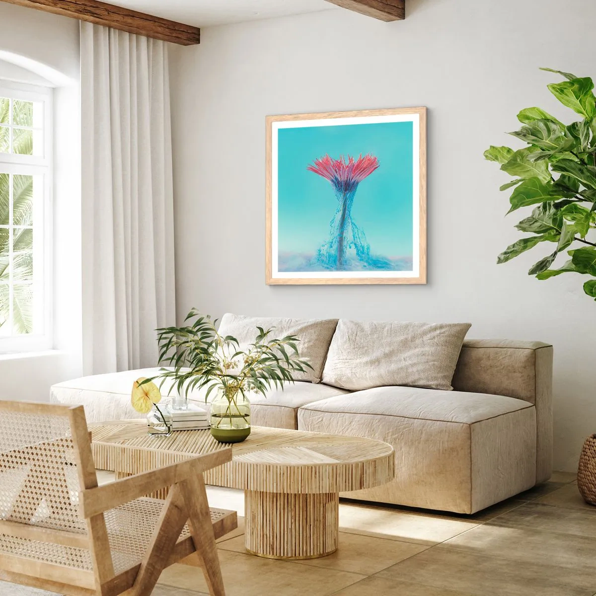 Poster in light oak frame - In a Lively Embrace - 40x40 cm