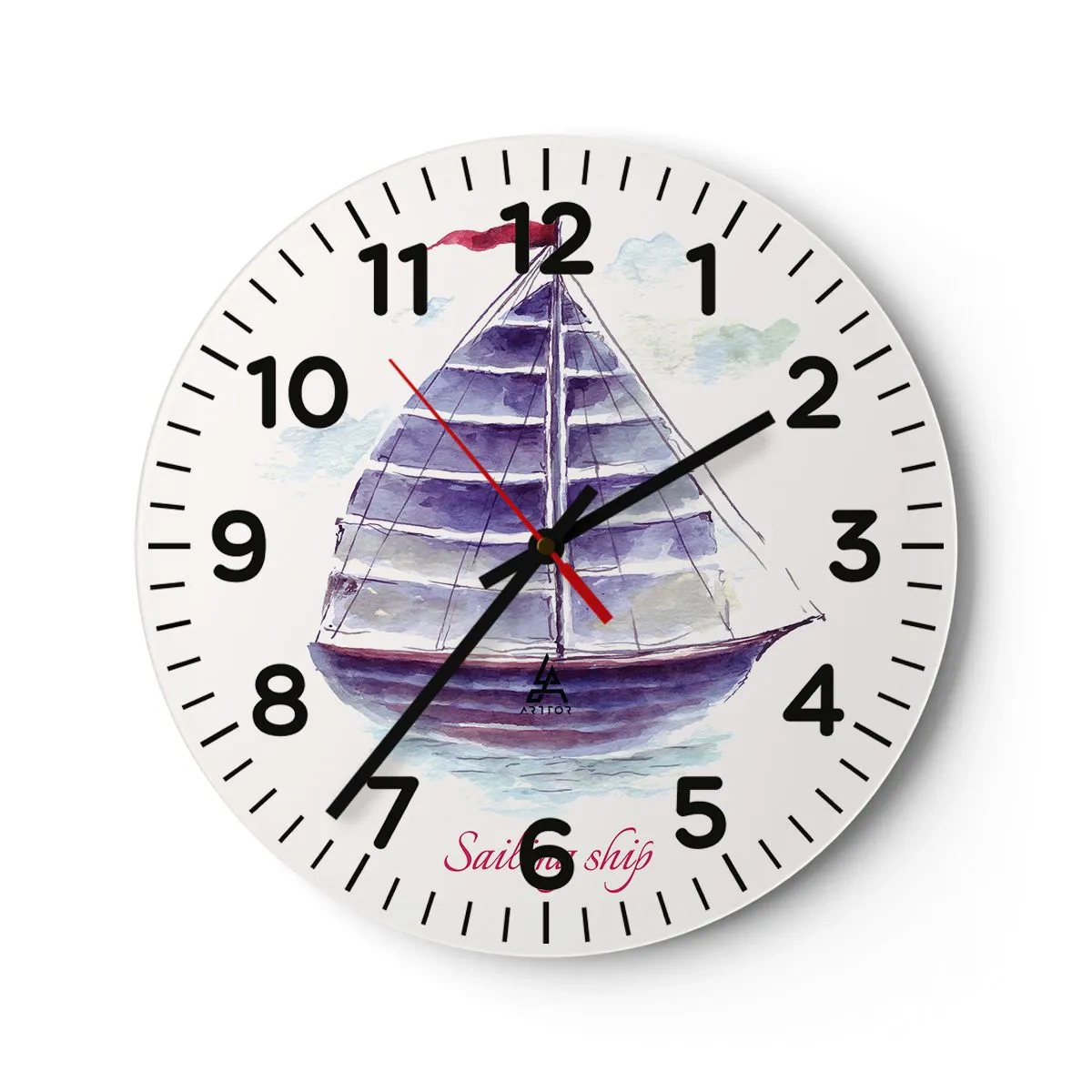 Wall clock - Clock on glass - Full Sails And Calm Waters - 40x40 cm