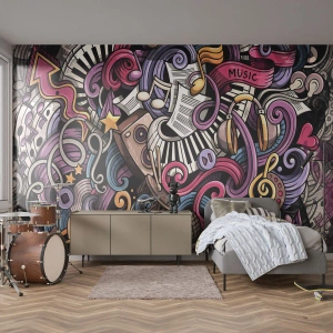 Photo Wallpaper Standard Eco - Complicated Melody - Music, Mural, Graffiti - 450x315 cm