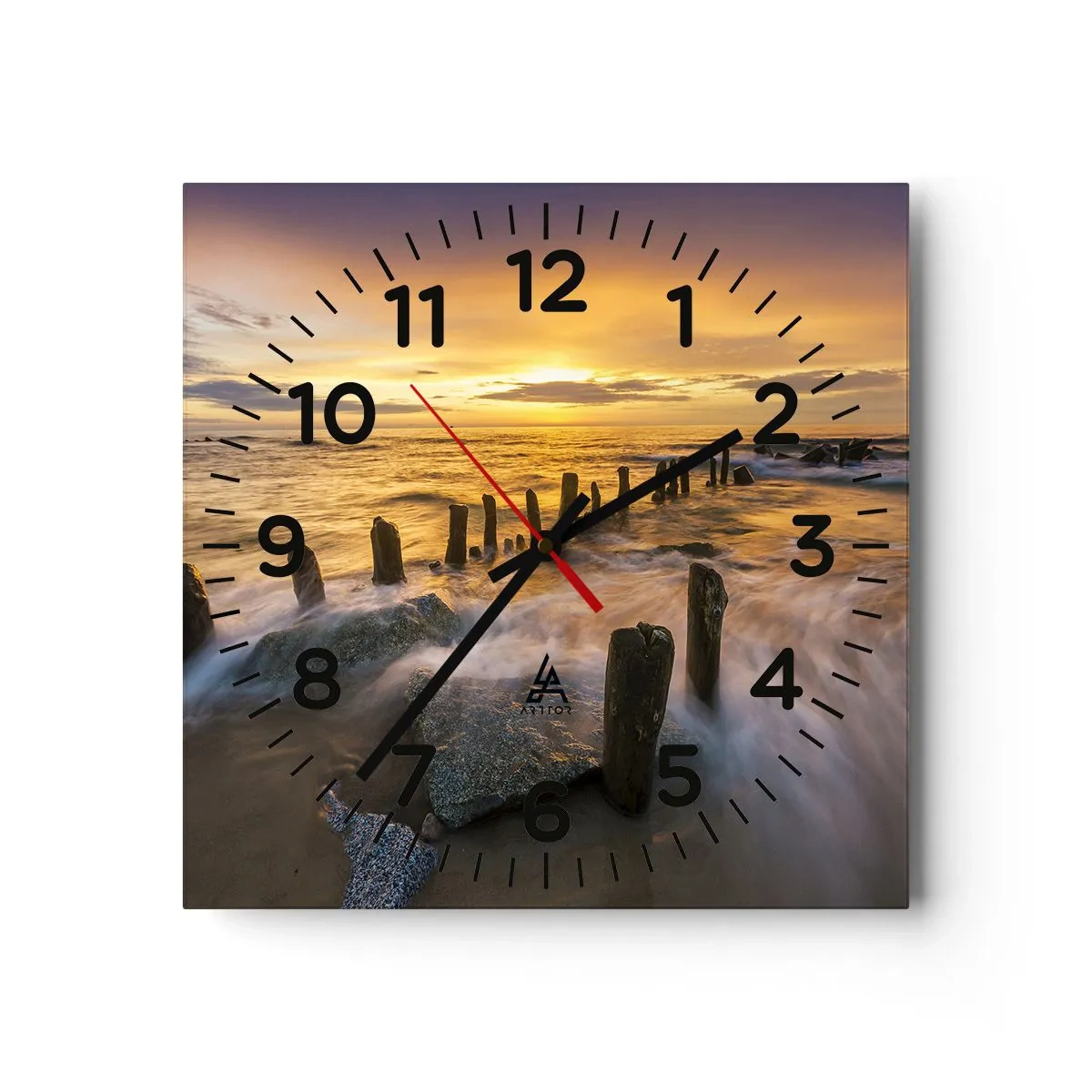 Wall clock - Clock on glass - Raw Beauty of the Baltic Sea - 40x40 cm
