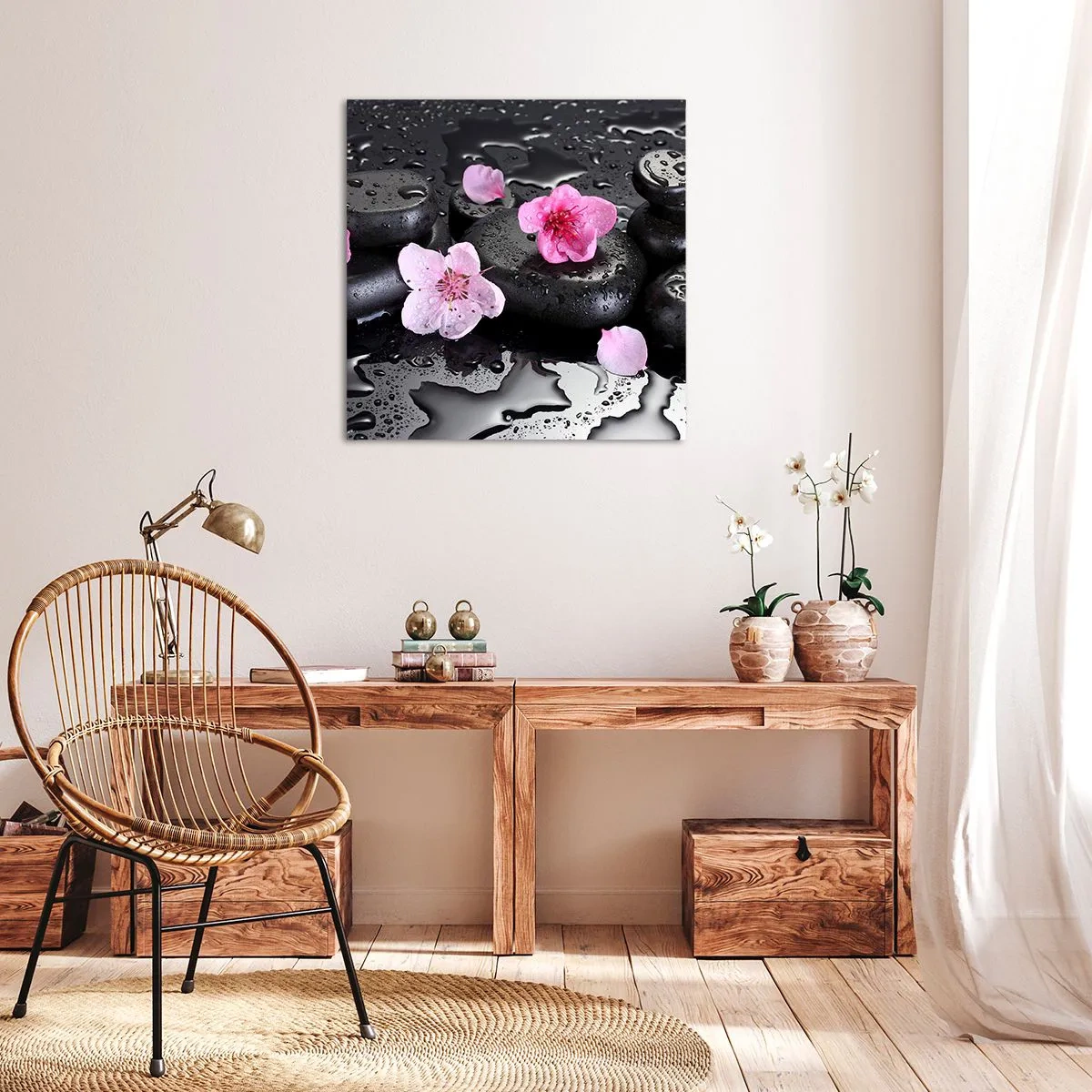 Canvas picture - Black Zen Stones - 40x40 cm