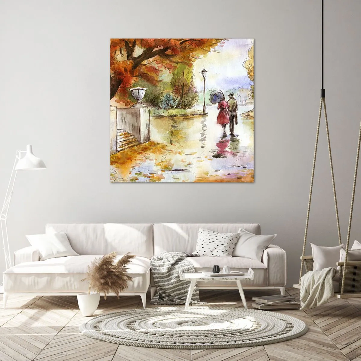 Canvas picture - Romantic Autumn in a Park - 30x30 cm
