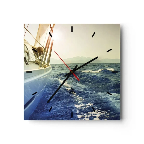 Wall clock - Clock on glass - In Search of Adventure - 40x40 cm