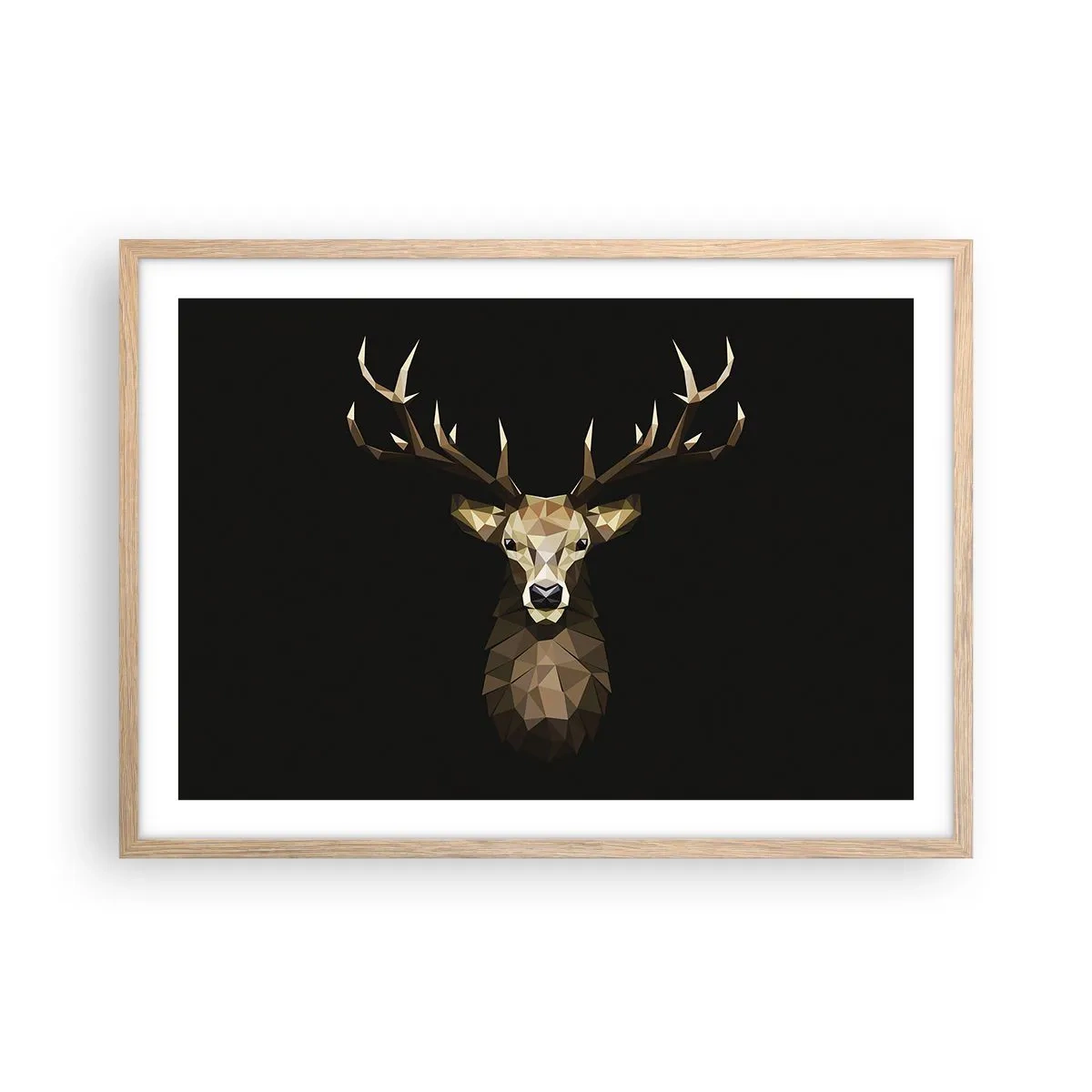 Poster in light oak frame - Cubist Deer - 70x50 cm