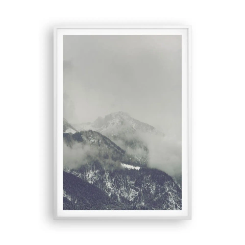 Poster in white frmae - Foggy valley - 70x100 cm