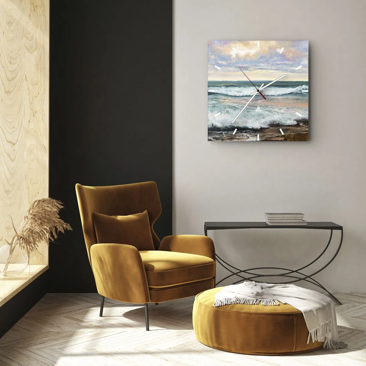 Wall clock - Clock on glass - Here You Will Smooth Your Soul - 30x30 cm