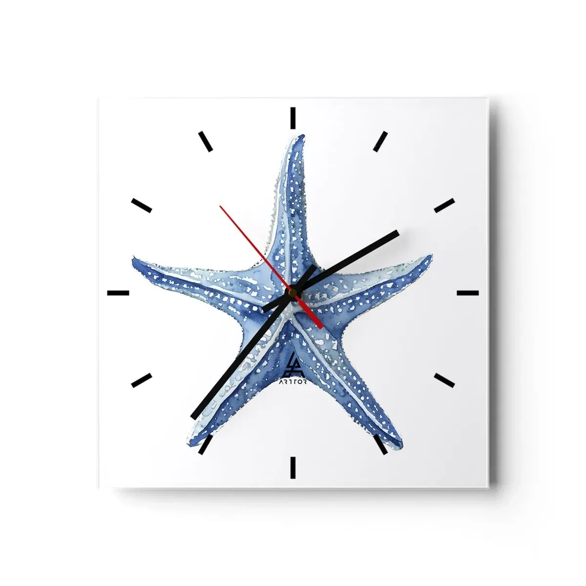 Wall clock - Clock on glass - Sea Star - 40x40 cm