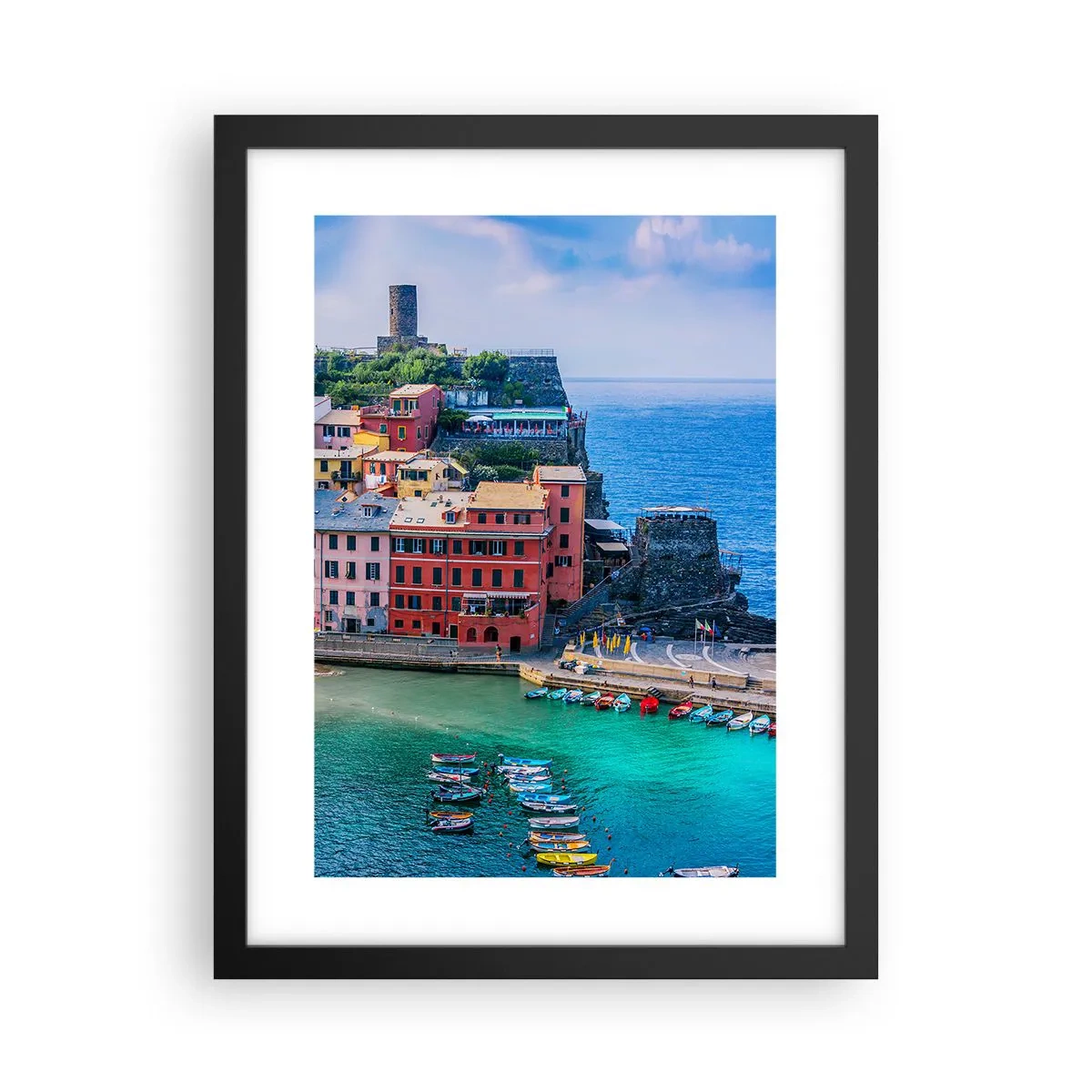 Poster in black frame - Magical Mediterranean Town - 30x40 cm
