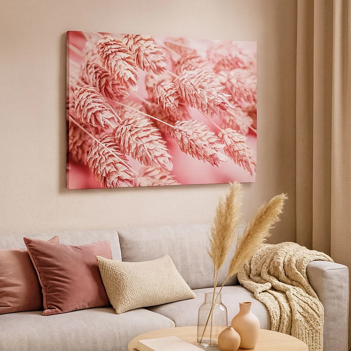 Canvas picture - Close-up of the pink-tinted ears - 70x50cm - Flowery Cascade in Pink - Modern wall decoration for the living room and bedroom ARTTOR