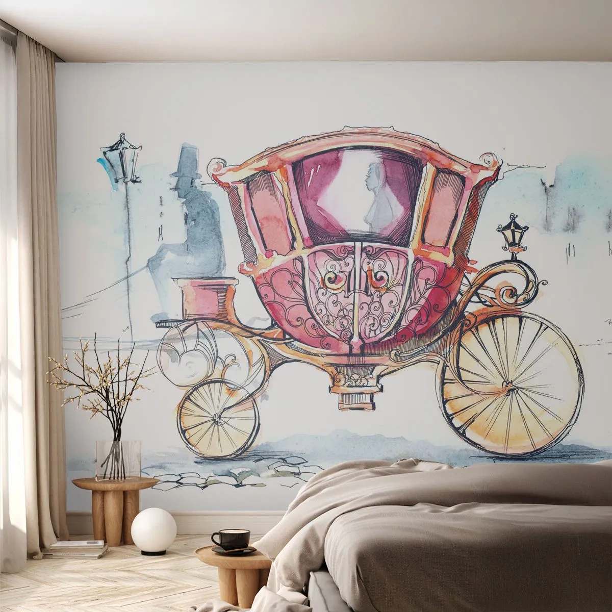 Custom Self-Adhesive Wallpaper Deluxe Sticker - For a Wedding or a Ball? - For children, Carriage, Trip