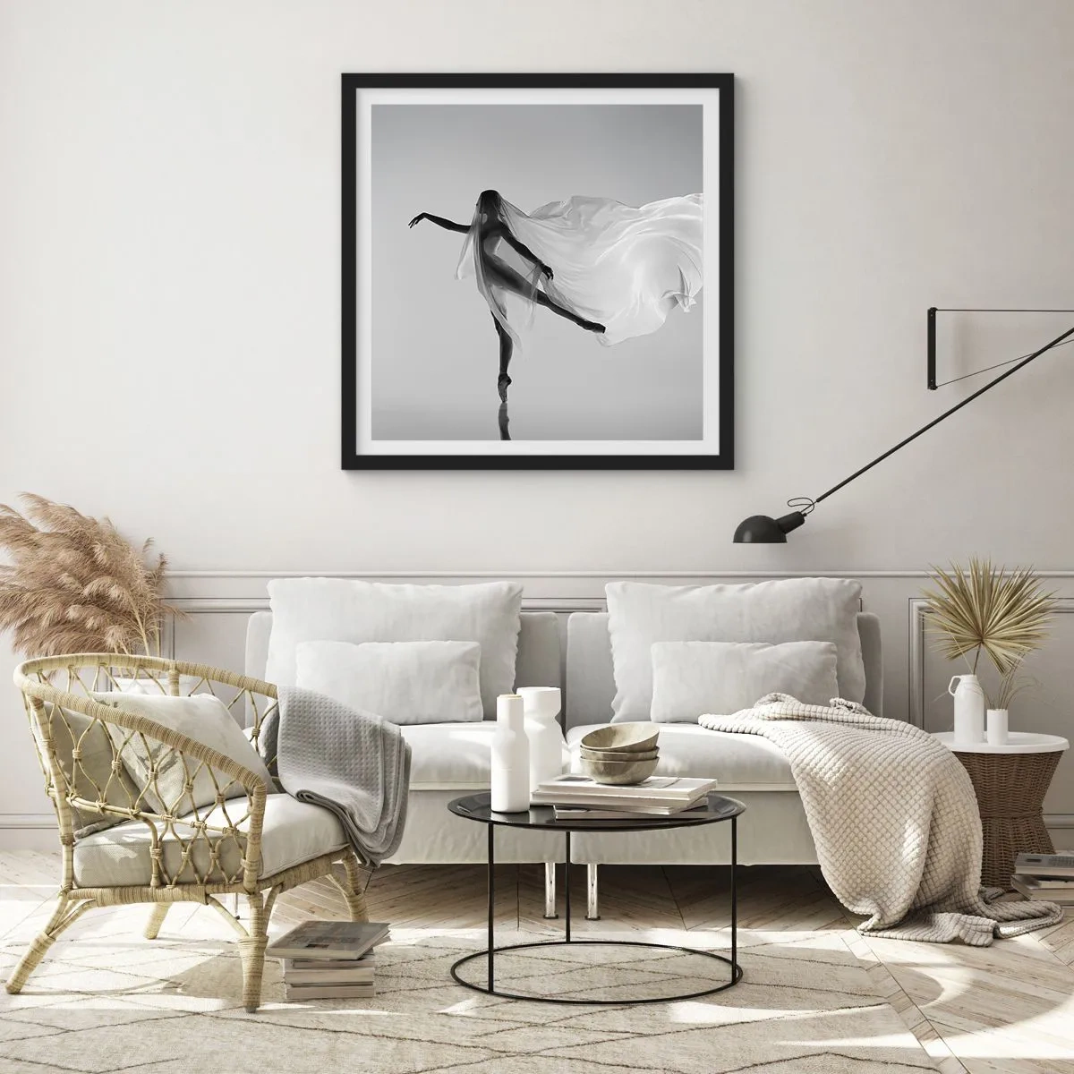 Poster in black frame - Lightness and Grace - 50x50 cm