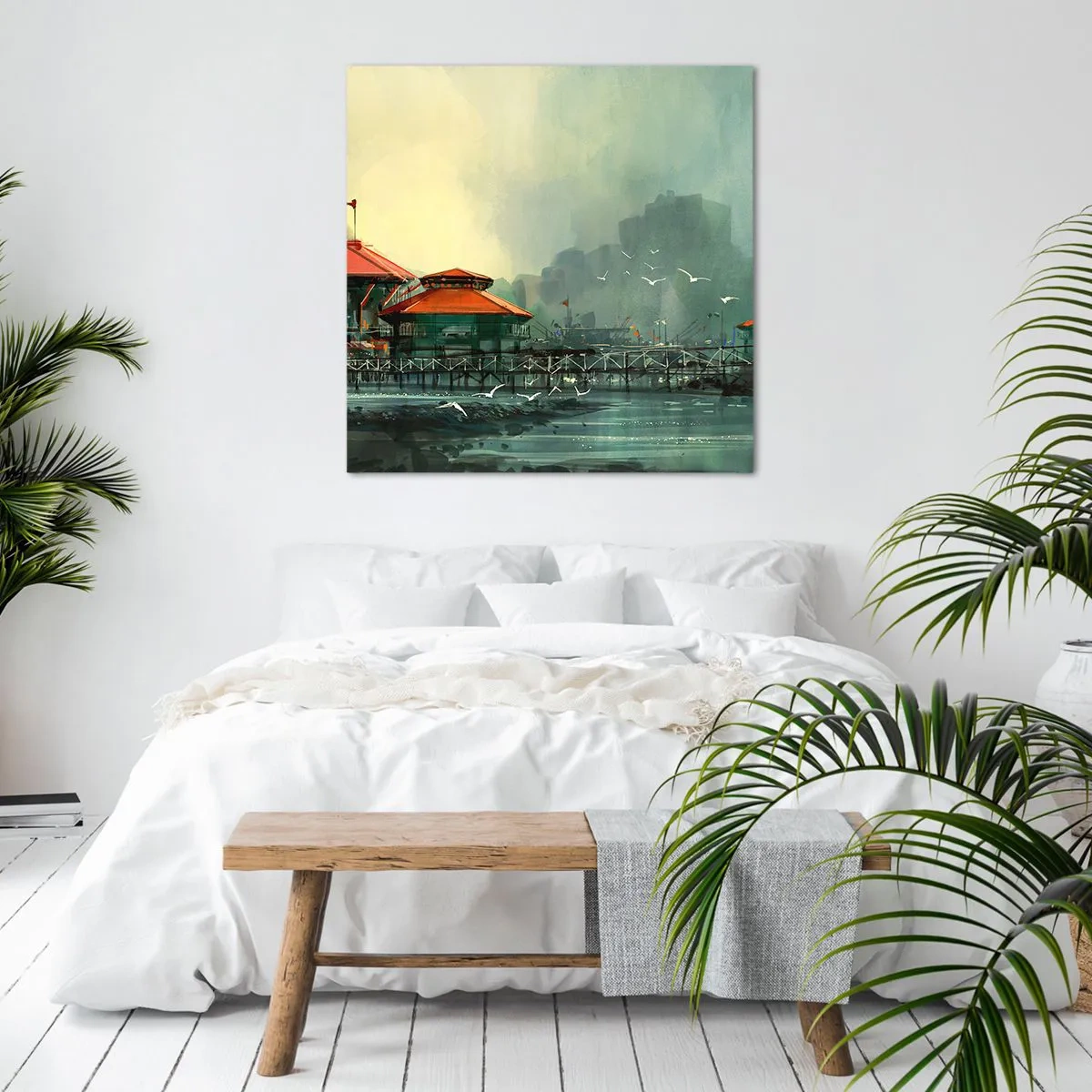 Canvas picture - Gloomy Day at the Port - 60x60 cm