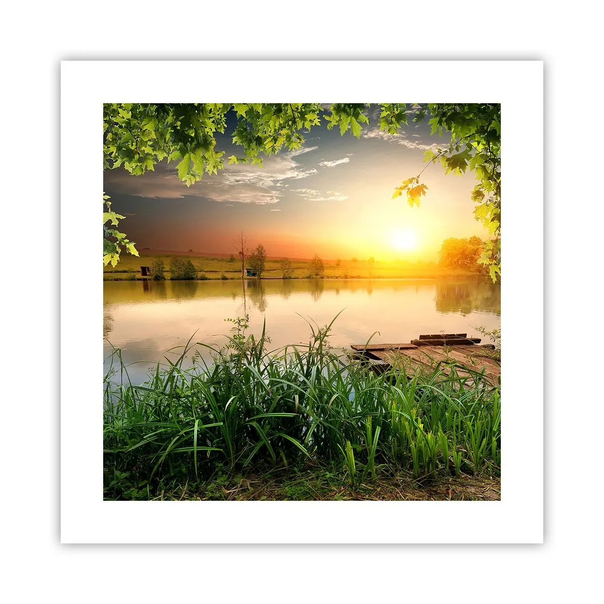 Poster - Landscape in a Green Frame - 40x40 cm