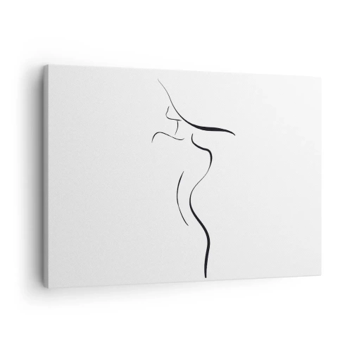 Canvas picture - Minimalist outline of a female silhouette on a white background - 70x50cm - Elusive Like a Wave - Modern wall decoration for the living room and bedroom ARTTOR