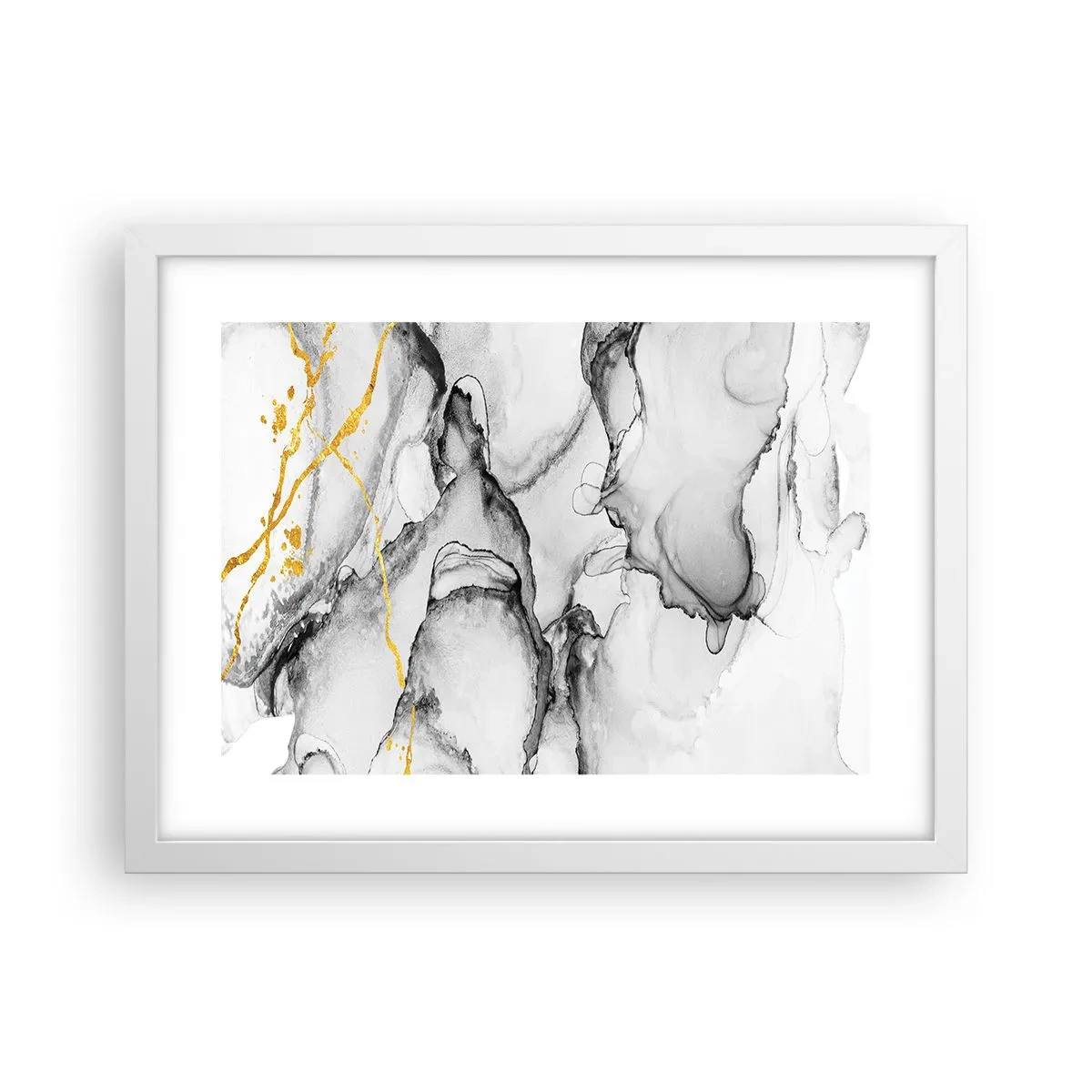 Poster in white frmae - Composition with a Golden Motif - 40x30 cm