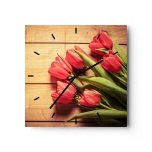 Wall clock - Clock on glass - Spring Confession - 40x40 cm