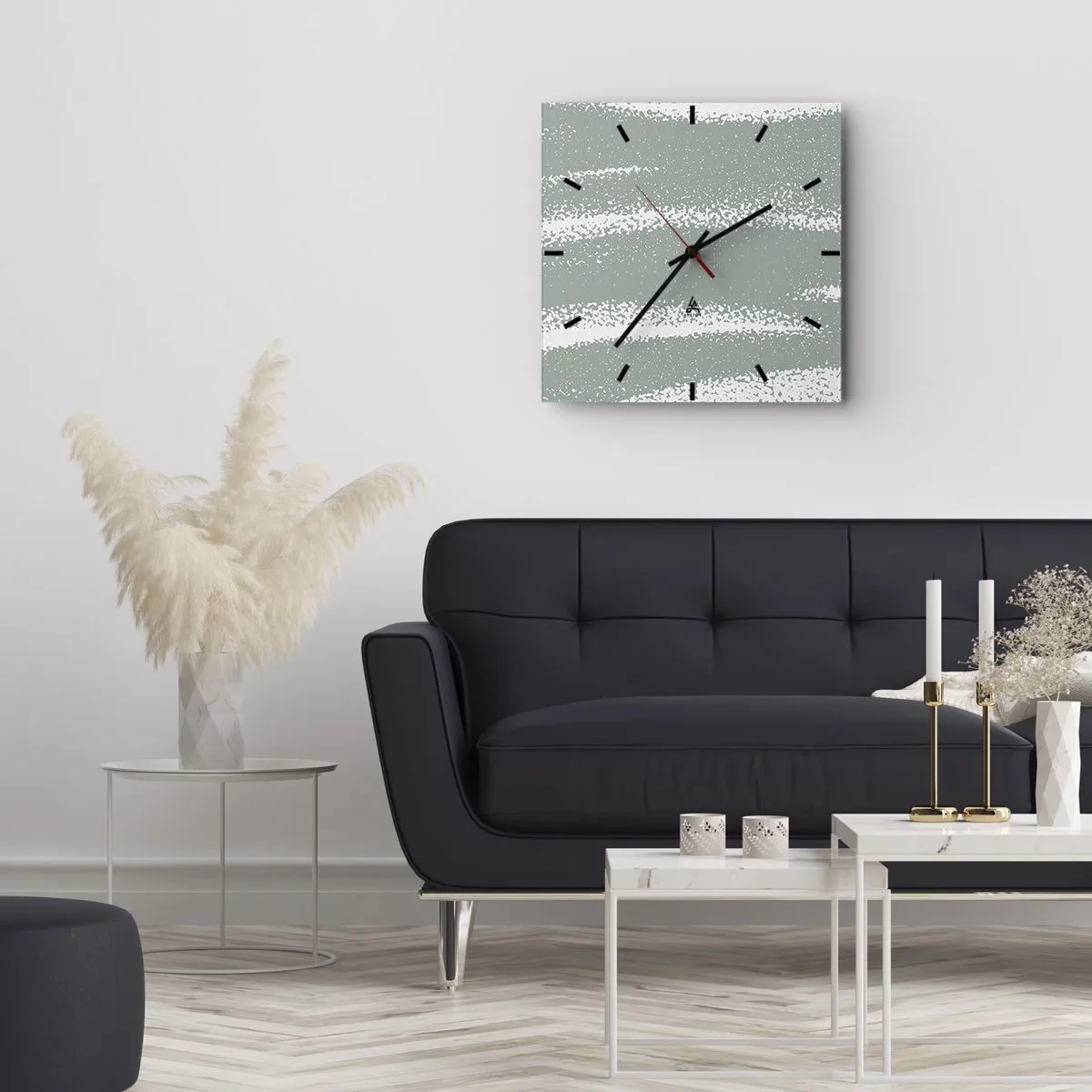 Wall clock - Clock on glass - Abstrcat in Winter Climate - 30x30 cm