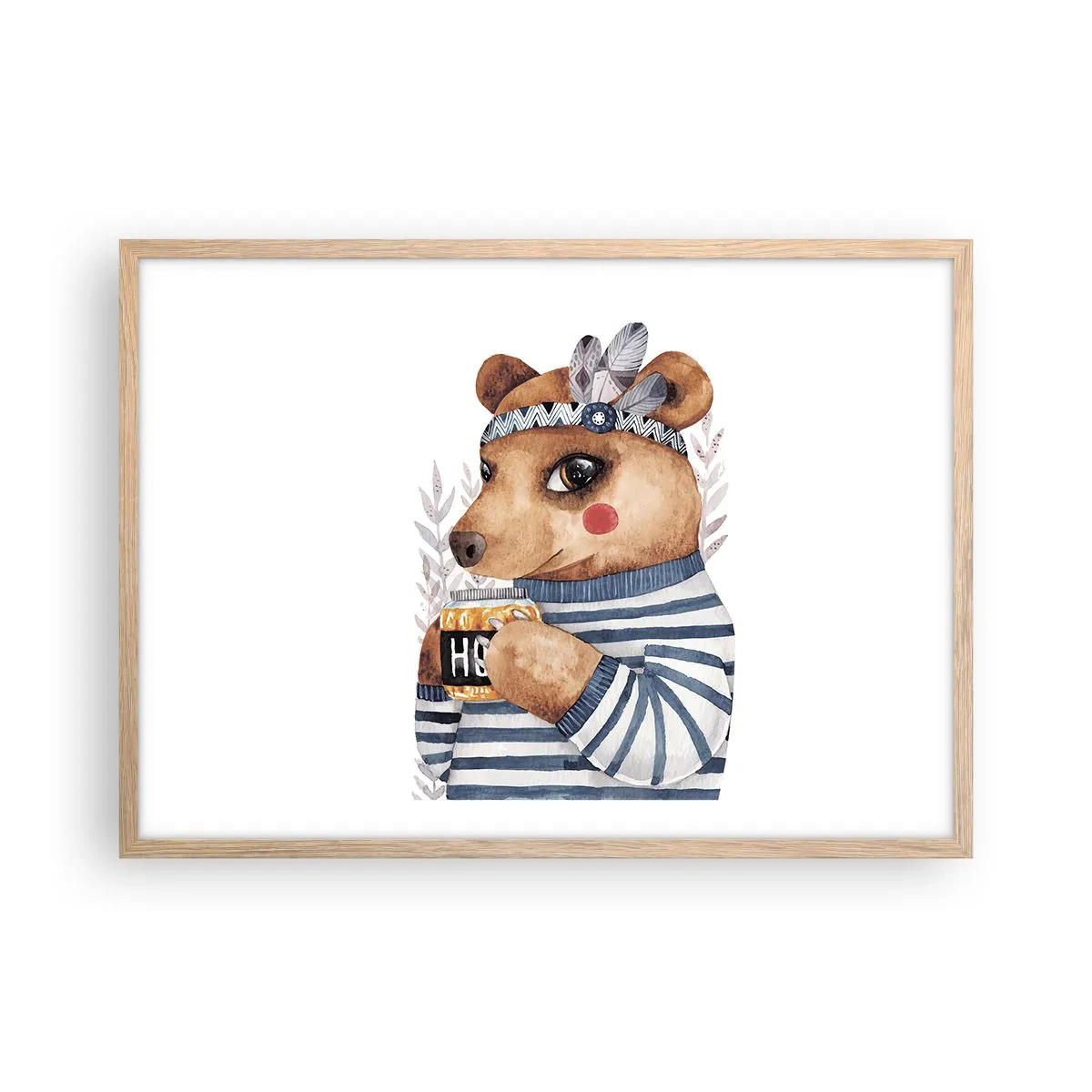 Poster in light oak frame - Sweet Lady Bear - 70x50 cm