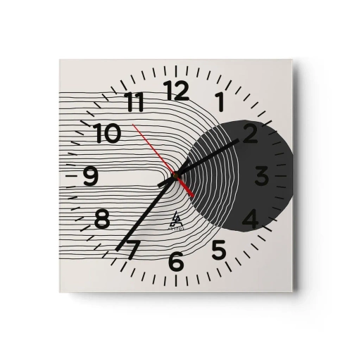 Wall clock - Clock on glass - Trembling and Certainty - 40x40 cm