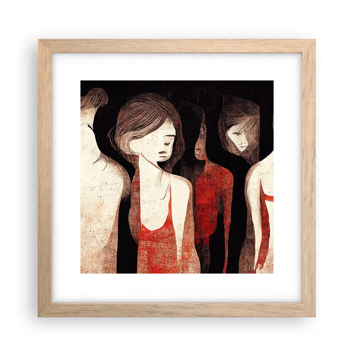 Poster in light oak frame - Madonnas from Darkness - 30x30 cm