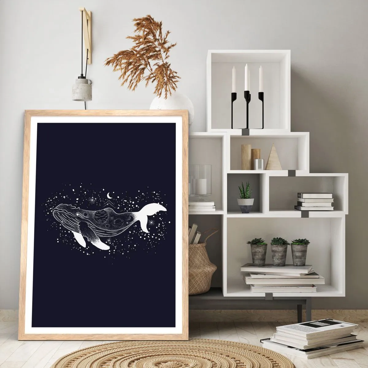 Poster in light oak frame - In the Ocean of Universe - 30x40 cm