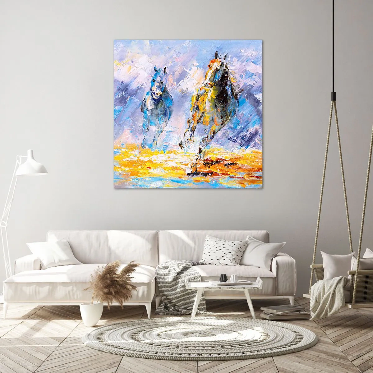 Canvas picture - Galloping through Light - 70x70 cm