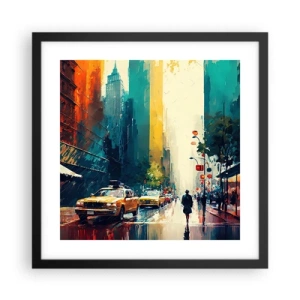 Poster in black frame - New York - Even Rain Is Colourful - 40x40 cm
