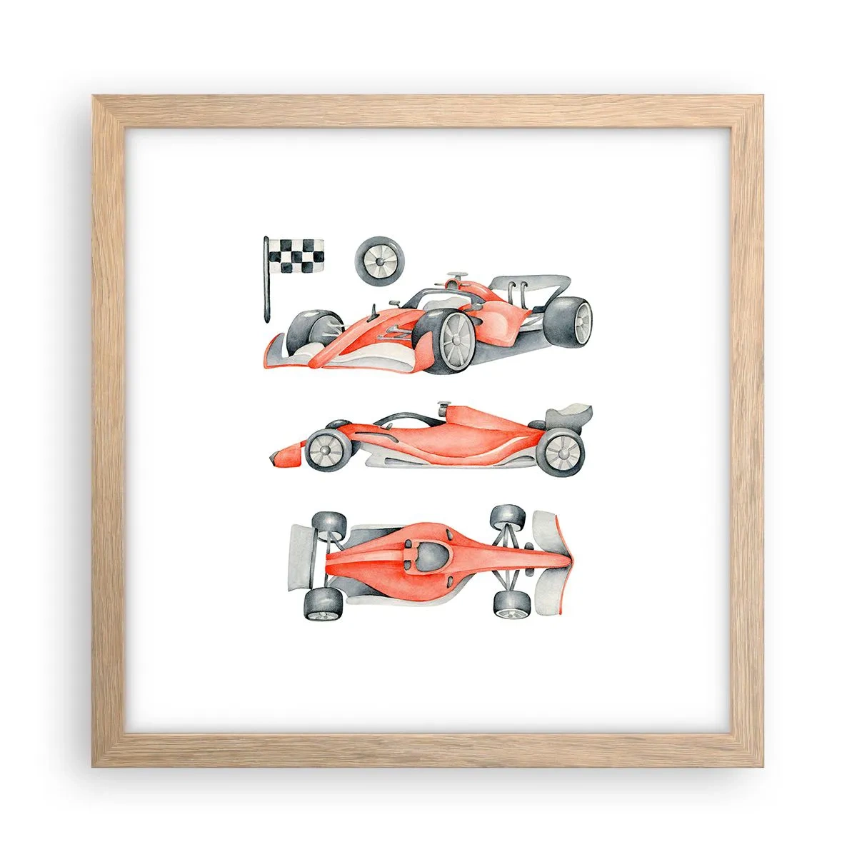 Poster in light oak frame - Race for the Dreams - 30x30 cm