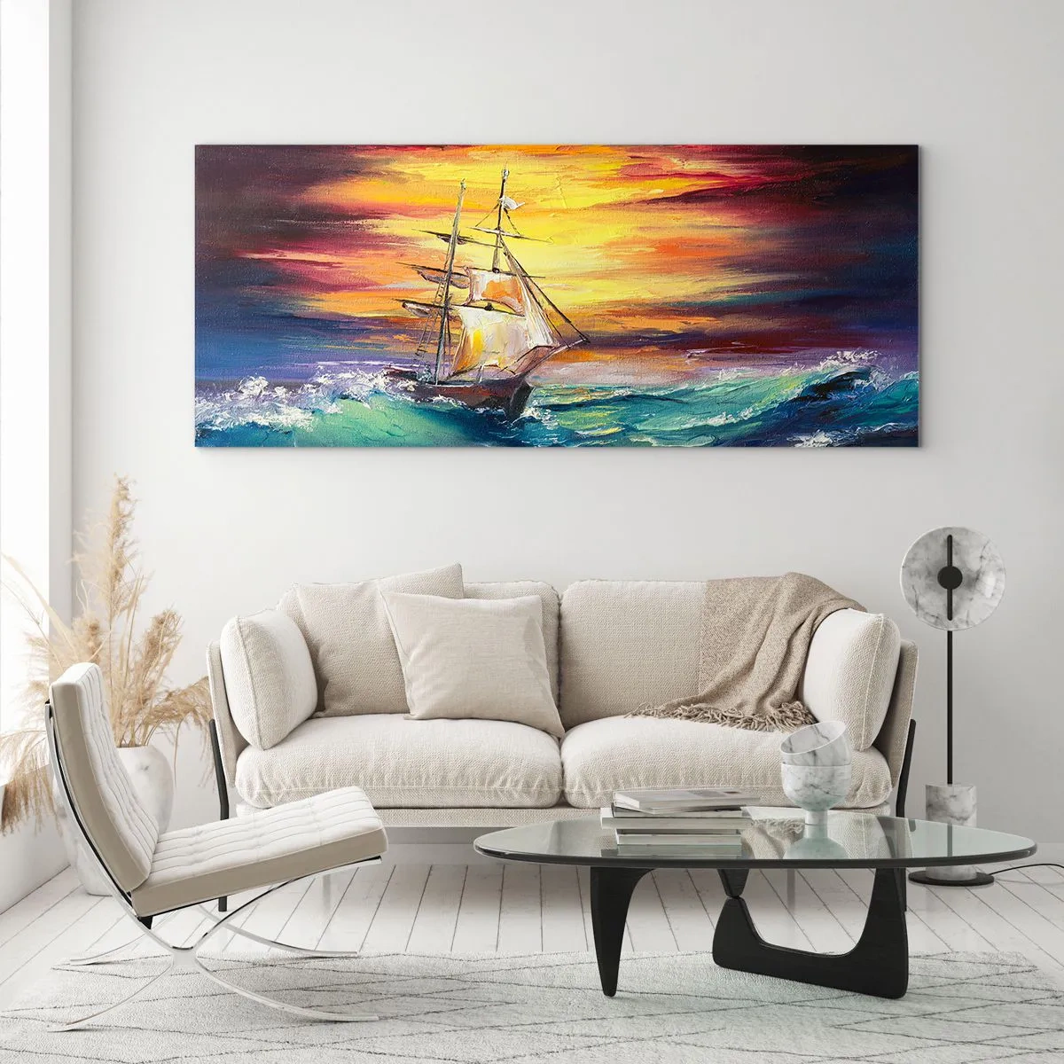Glass picture - Fearlessly towards the Waves - 120x50 cm