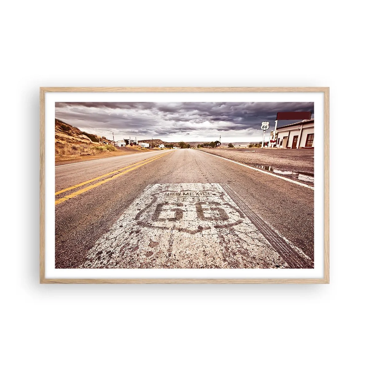 Poster in light oak frame - Mother Road - American Legend - 91x61 cm
