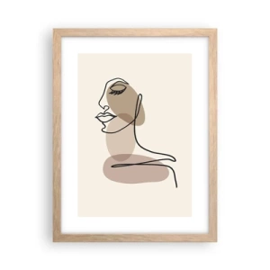 Poster in light oak frame - Listening to Herself - 30x40 cm