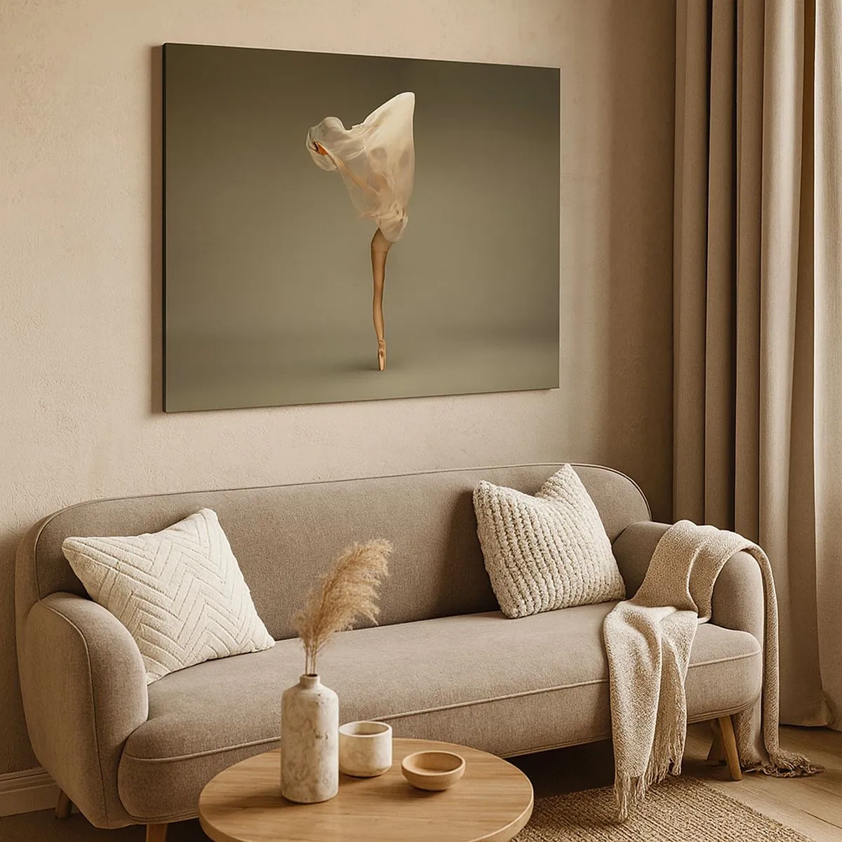 Canvas picture - A dancer floating in the air with fabric - 70x50cm - About To Fly - Modern wall decoration for the living room and bedroom ARTTOR