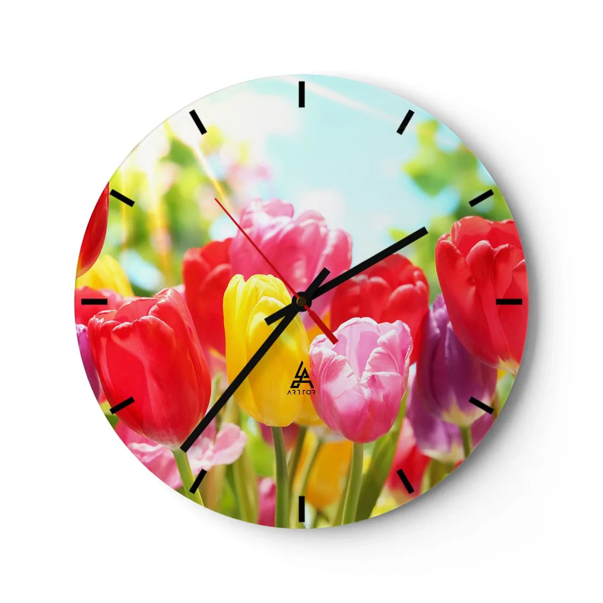 Wall clock - Clock on glass - It is Us, Colour of May! - 40x40 cm