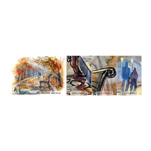 Photo Wallpaper Sample Standard Eco - Walking together into Autumn - Landscape, Park, Autumn - 100x30 cm
