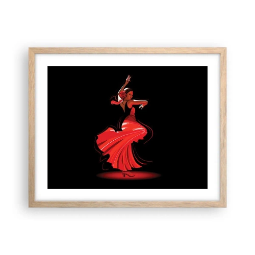 Poster in light oak frame - Fiery Spirit of Flamenco - 50x40 cm
