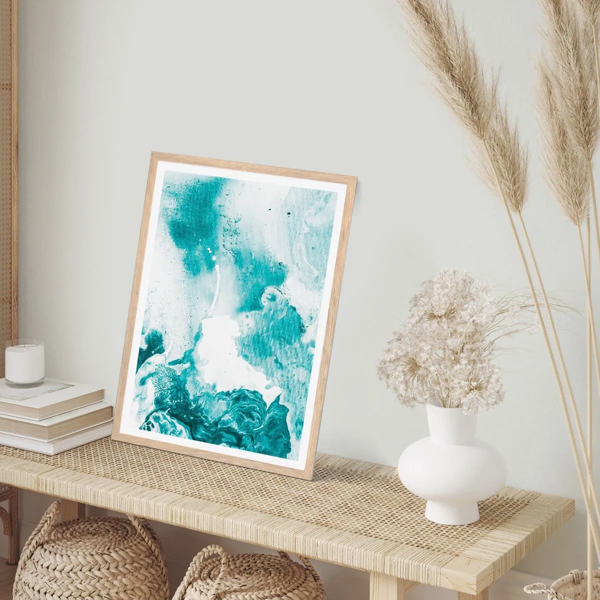 Poster in light oak frame - Lakes of Blue - 50x70 cm