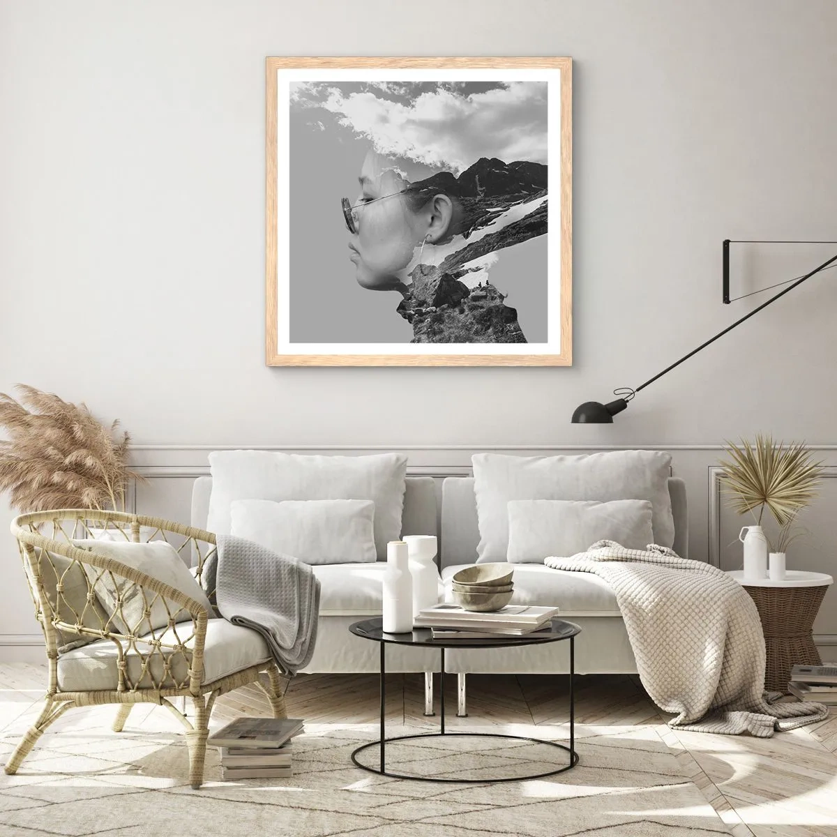 Poster in light oak frame - Cloudy Portrait - 30x30 cm