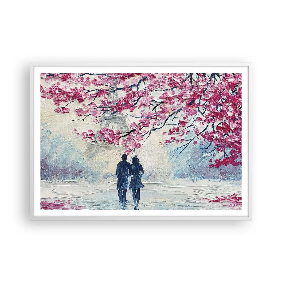 Poster in white frmae - Romantic Walk - 100x70 cm