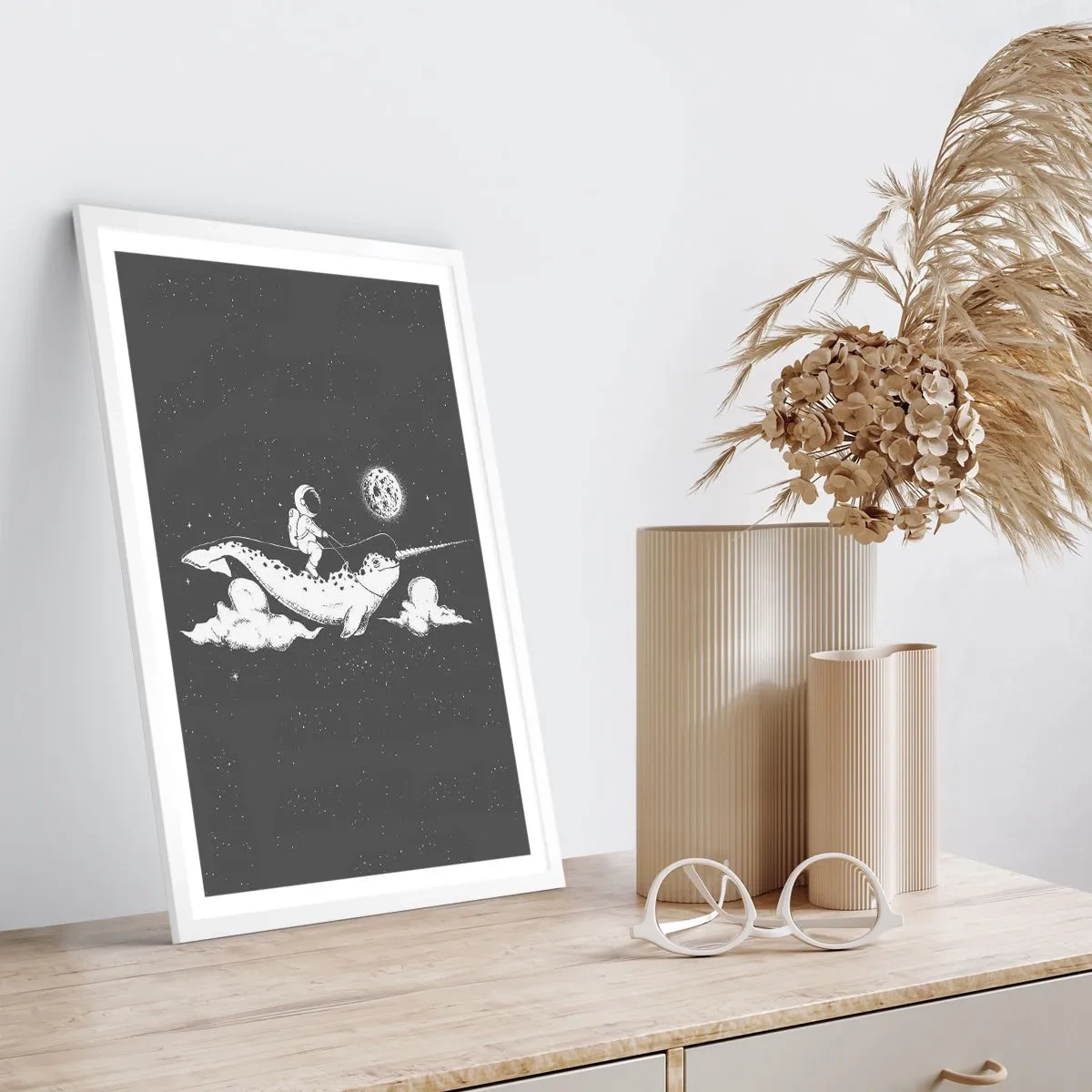 Poster in white frmae - Space Rider - 50x70 cm