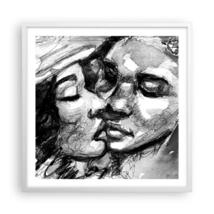 Poster in white frmae - Tender Moment - 60x60 cm