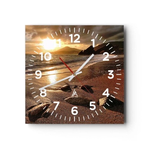 Wall clock - Clock on glass - Follow the Sun towards Hills - 30x30 cm