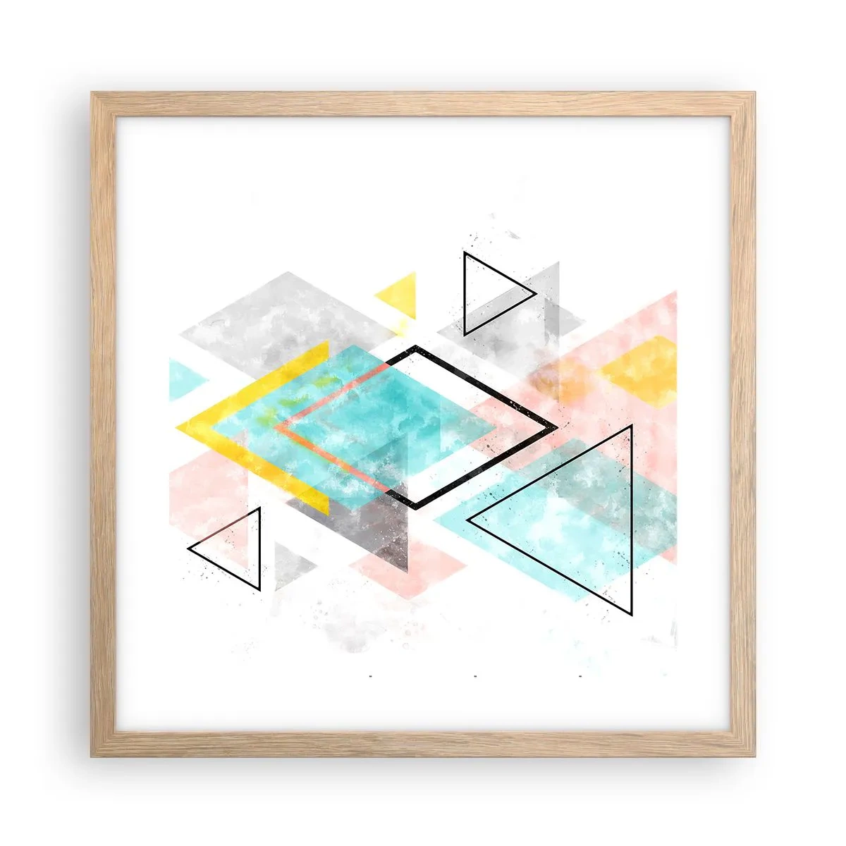 Poster in light oak frame - Geometric Play - 40x40 cm