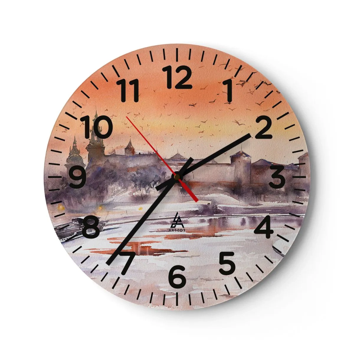 Wall clock - Clock on glass - Royal Sunset - 30x30 cm